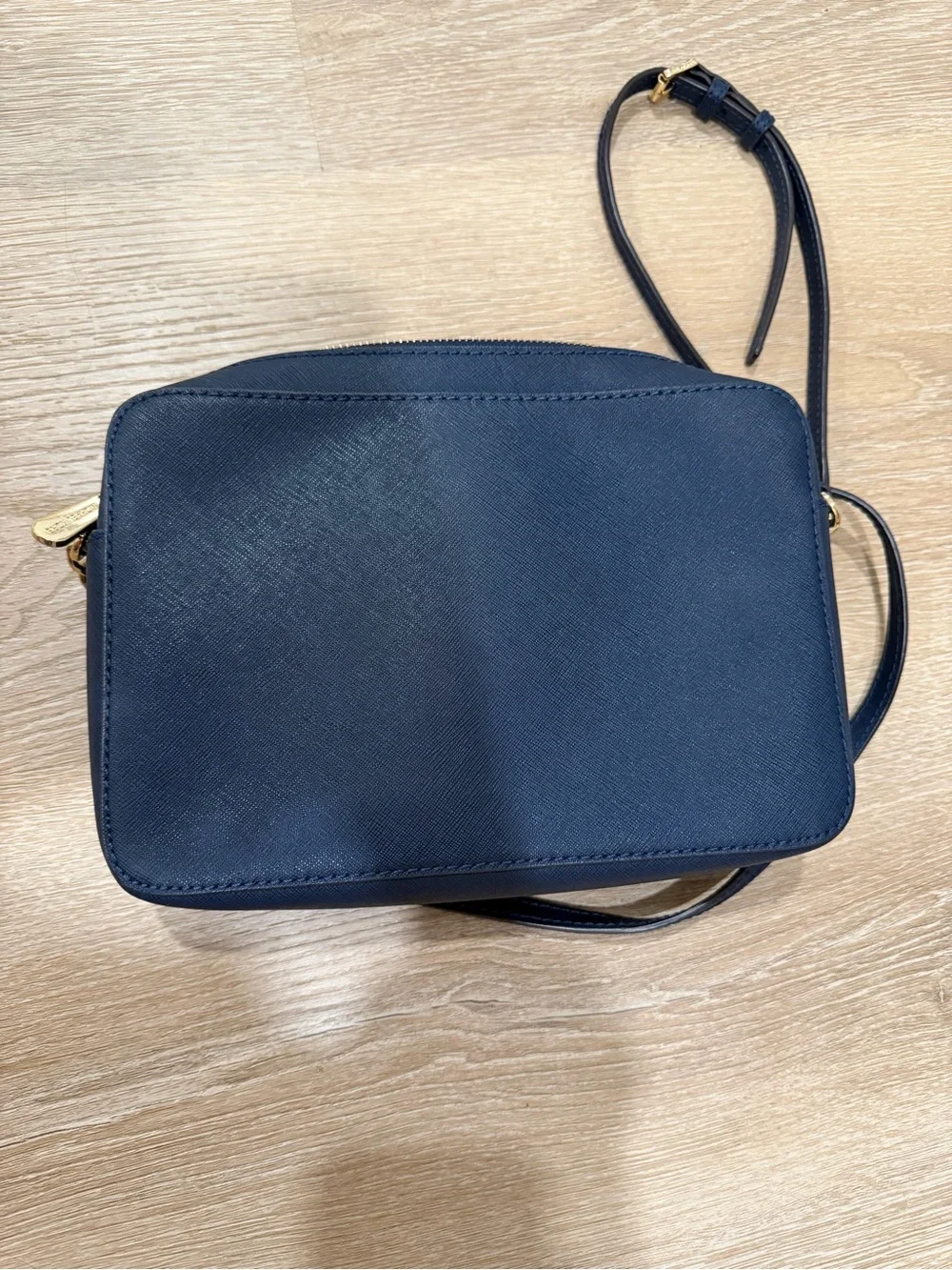 Michael Kors Navy and Gold Chain-Accent Crossbody